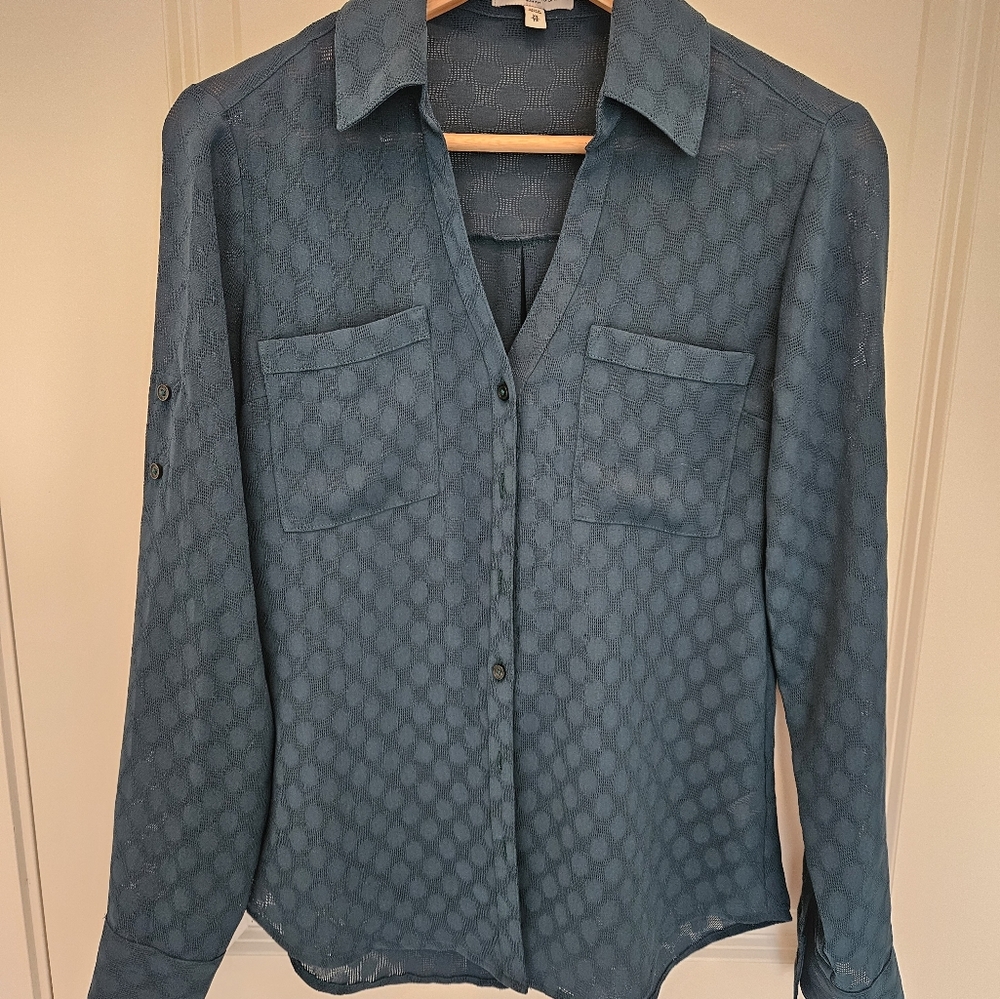 Express Blue Lightweight Shirt Jacket with Quilted Design